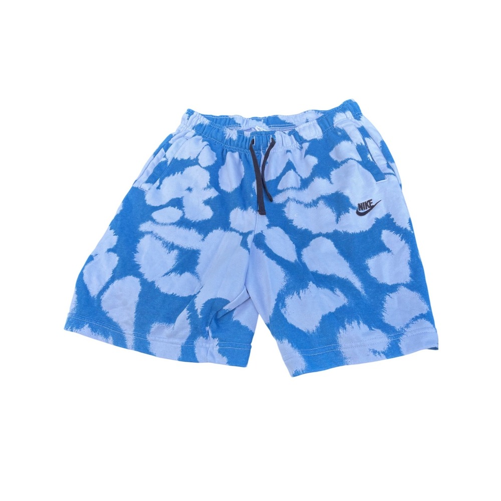 Nike Sportswear Club Fleece Tie Dye Cloud Print Shorts Blue White Mens Large L